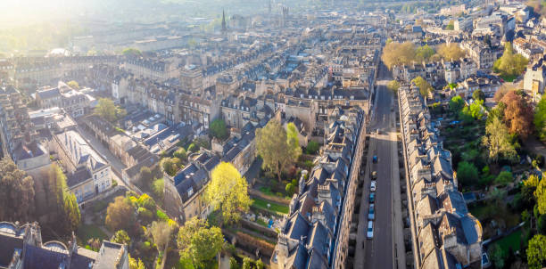 istock Aerial view of  famous the circus building in Bath, England 1217467607