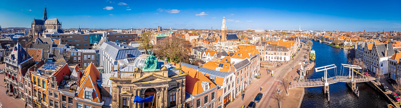 Aerial view of Haarlem in spring, Netherlands