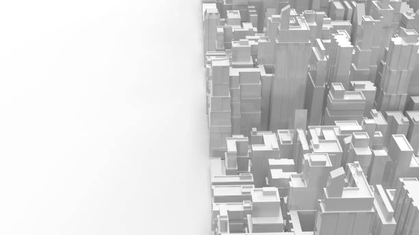 istock white 3d rendering  city building for property business content. 1217470765