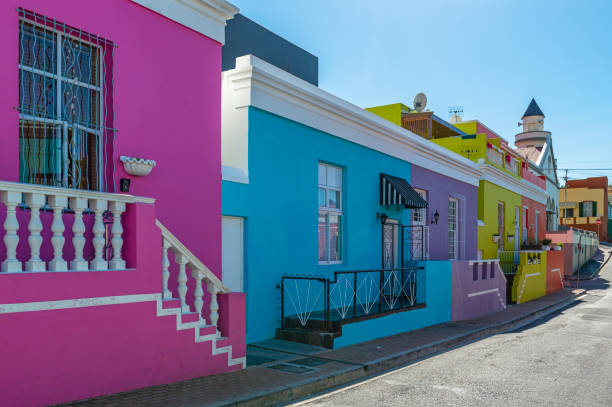Bo Kaap Architecture, Cape Town, South Africa Colorful street view of the Malay quarter of Bo Kaap with its traditional architecture, Cape Town, South Africa. malay quarter photos stock pictures, royalty-free photos & images