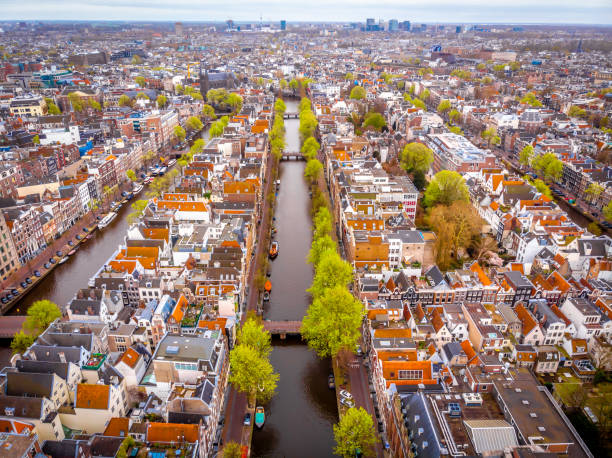 istock Aerial view of Amsterdam canals, Netherlands 1217476161