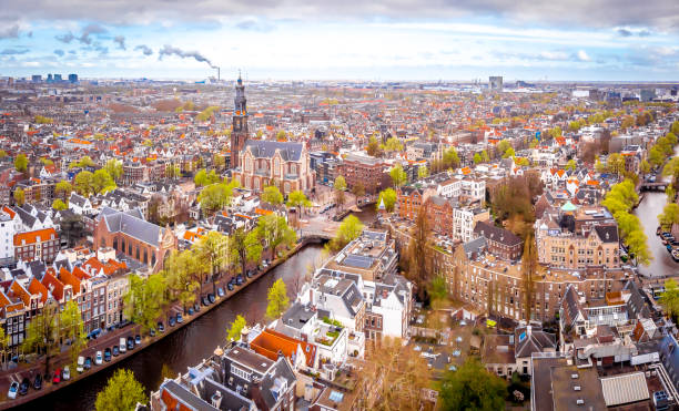 istock Aerial view of Amsterdam canals, Netherlands 1217476388