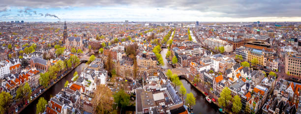 istock Aerial view of Amsterdam canals, Netherlands 1217476391