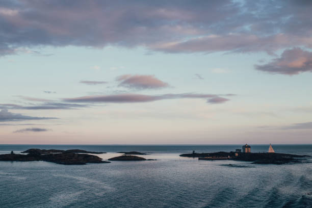 Ram Island Ledge Light Station - stone & brick lighthouse built in 1883. Portland, Maine, USA