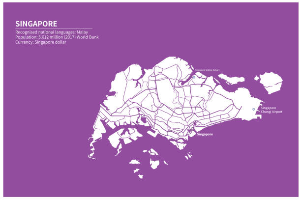 singapurskiej mapy. wektorowa mapa singapuru w azji - singapore stock illustrations