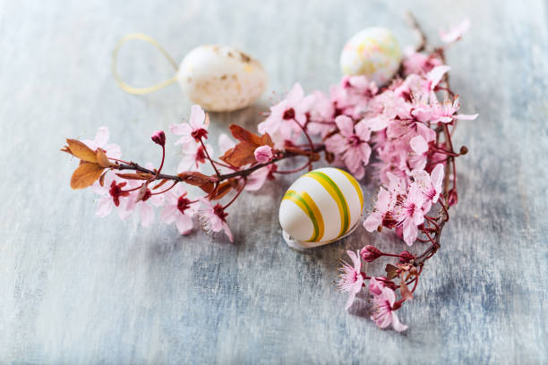 istock Easter Decoration. Rustic wooden background. Close up. 1217479776