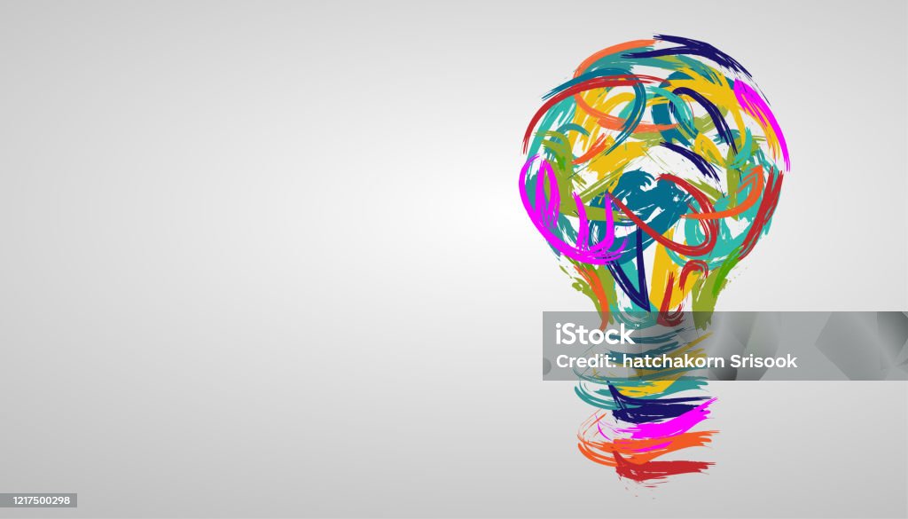light bulb in various creative watercolors. modern design idea concept vector. Creativity stock vector