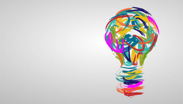 燈泡在各種創造性的水彩畫。現代設計理念向量。 - 創新 幅插畫檔、美工圖案、卡通及圖標