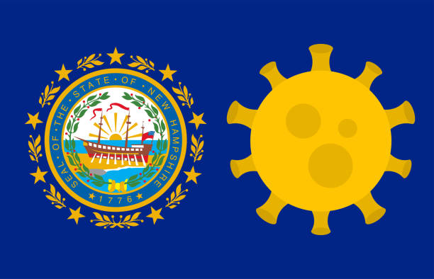istock Flag of New Hampshire State With Outbreak Viruses. Novel Coronavirus Disease COVID-19. 1217503887