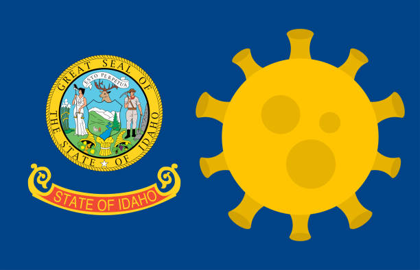 istock Flag of Idaho State With Outbreak Viruses. Novel Coronavirus Disease COVID-19. 1217504782