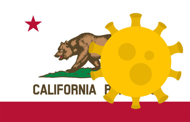 istock Flag of California State With Outbreak Viruses. Novel Coronavirus Disease COVID-19. 1217504801
