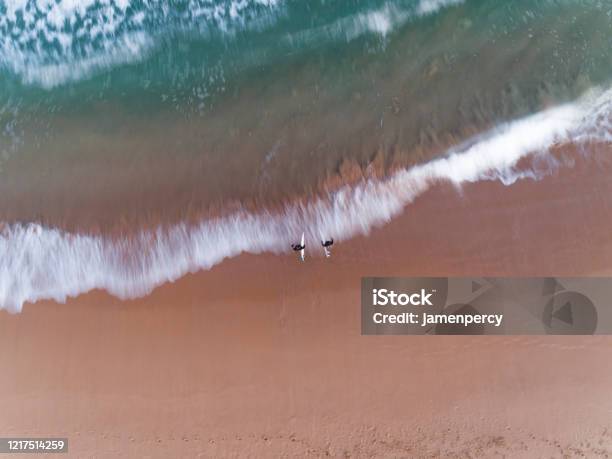 Surfer At Curl Curl Beach Sydney Australia Aerial Stock Photo - Download Image Now - Australia, Beach, Blue