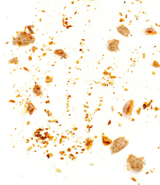 Bread crumbs isolated on white background.  Top view
