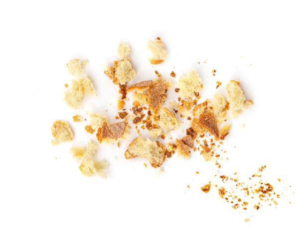 istock Bread crumbs isolated on white background.  Top view