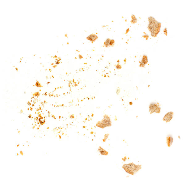 Bread crumbs isolated on white background. Top view"n Bread crumbs isolated on white background. Top view"n crumb photos stock pictures, royalty-free photos & images