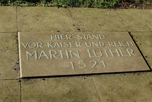 A plaque in the place in Germany where in 1521 Martin Luther defended his religious beliefs