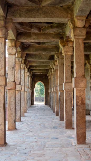 istock shot of columns at qutub minar complex ruins in delhi 1217522939