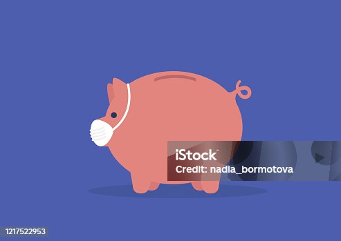 istock Business protection during the coronavirus outbreak. Piggy bank pig wearing a face mask 1217522953