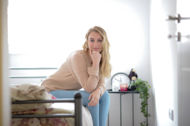 istock Young woman in home isolation 1217523675
