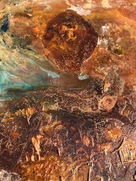 istock Universe. Retro metal texture. Interesting orange red rusty background 1217524470