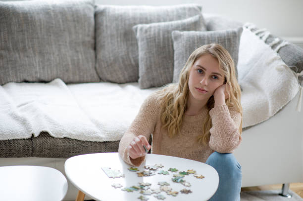 istock Young woman in home isolation 1217524737