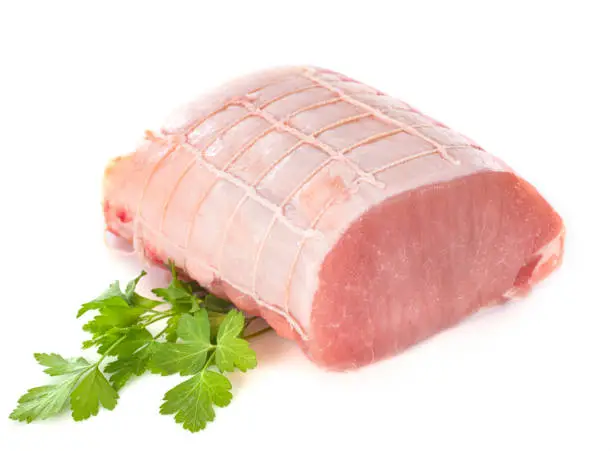 pork roast in front of white background