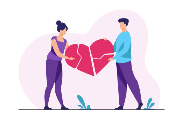 illustrations, cliparts, dessins animés et icônes de couples de réparer les morceaux brisés de coeur - relationship difficulties depression heart shape sadness