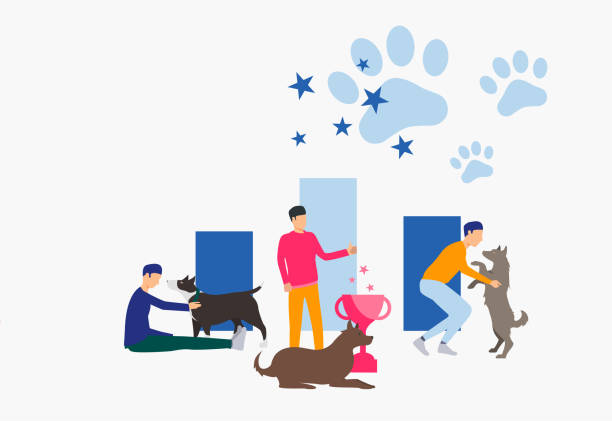 ilustrações, clipart, desenhos animados e ícones de donos de cães celebrando a vitória - pista de aterragem