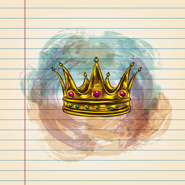 Royal Crown Drawing on Ruled Paper Drawing of Royal Crown in watercolour style on ruled paper. Elements are grouped.contains eps10 and high resolution jpeg. 1354 stock illustrations