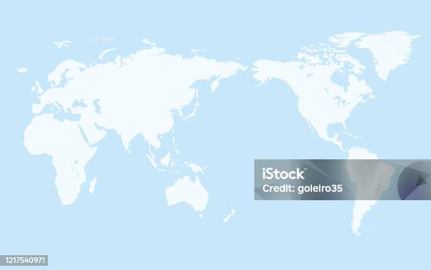 Простая Карта Мира Светлоголубой Фон — стоковая векторная графика и другие изображения на тему Карта мира - Карта мира, Векторная графика, Япония