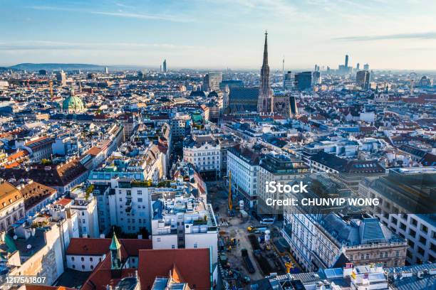 Vienna Aerial View In Austria Is One Of The Most Famous Capital Cities Of Europe Stock Photo - Download Image Now