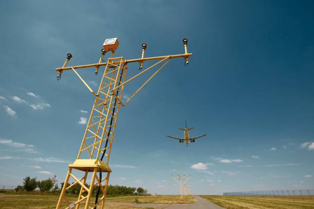istock Airplane landing at sunny day 1217544450