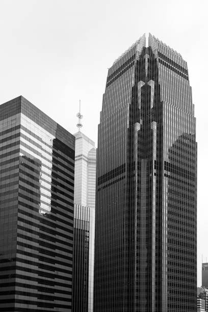 istock The Hong Kong Corporate Buildings (black and white) 1217546009