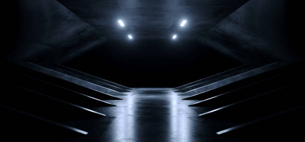 istock Abstract Futuristic Sci Fi Elegant Alien Spaceship Garage Cement Concrete Grunge Concrete Columns Pillars Bunker Underground  Background Hallway Tunnel Corridor 1217546183