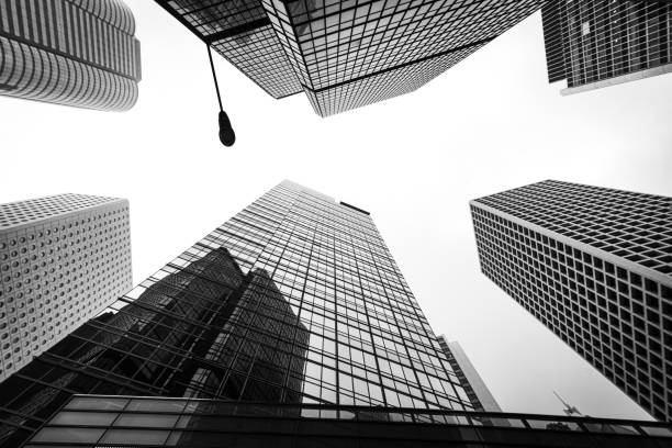 istock The Hong Kong Corporate Buildings (black and white) 1217546621