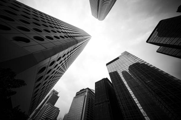istock The Hong Kong Corporate Buildings (black and white) 1217546773