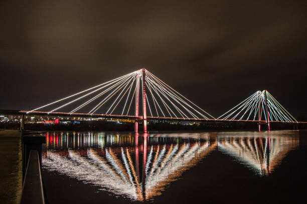 istock bridge with illumination at night in Krasnoyarsk 1217550222