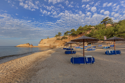 sunrise in Metalia beach. Thassos island, Greece