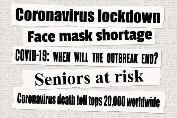 Coronavirus lockdown news Coronavirus pandemic crisis newspaper titles. COVID-19 global pandemic. News headline collection vector. newspaper titles stock illustrations