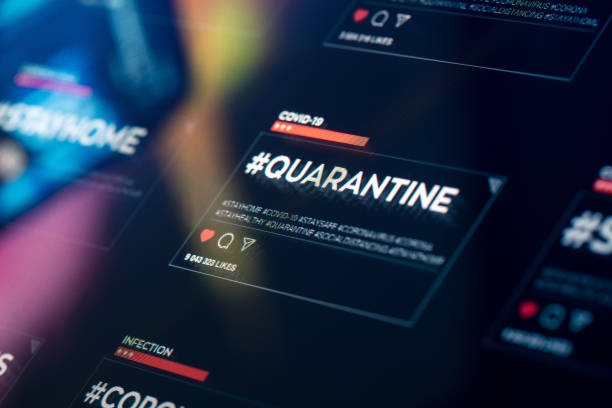 istock #quarantine hashtag for social networks close-up on digital display 1217559991