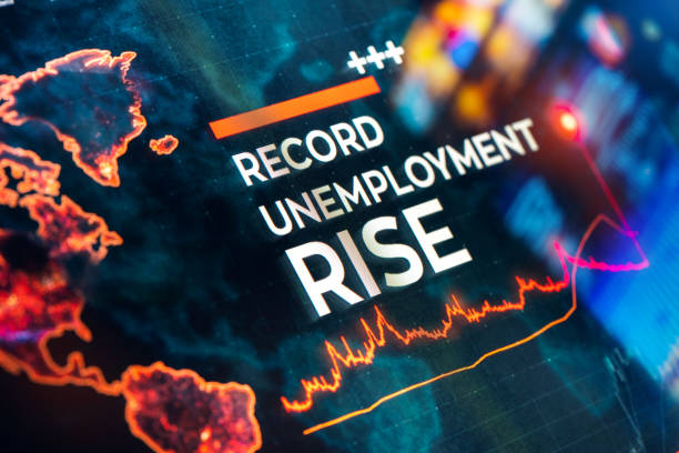 record unemployment rise detailed statistics with charts and diagrams - credit crunch audio imagens e fotografias de stock