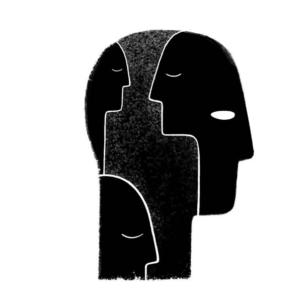 istock Dependence on other people's opinions, voices inside head, allegory. Human head in profile silhouette isolated. 1217562497