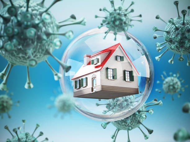 istock House inside clear bubble among generic viruses. Isolation or quarantine concept 1217563758