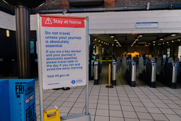 Turnpike Lane Station. Stay Home banner stock photo