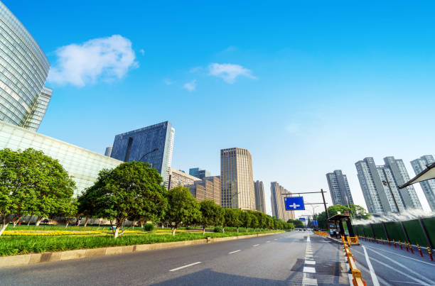 istock Road and skyscrapers on both sides 1217564803
