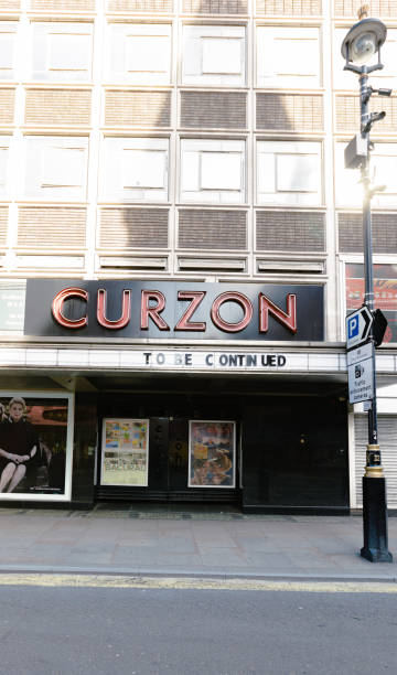 Curzon cinema, London, exposes banner during Coronavirus stock photo