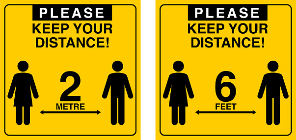 Social distance warning sign in vector