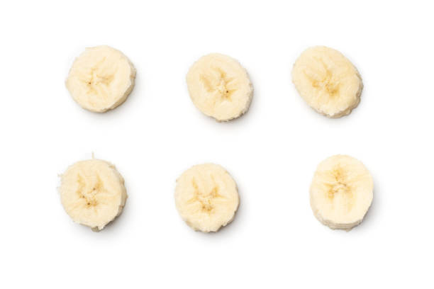 banana isolated on white background - peeled juicy food ripe imagens e fotografias de stock