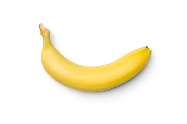 banana isolada no fundo branco - breakfast close up vegetarian food nature - fotografias e filmes do acervo