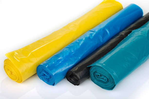istock Big unused garbage plastic bags on a white background 1217569953